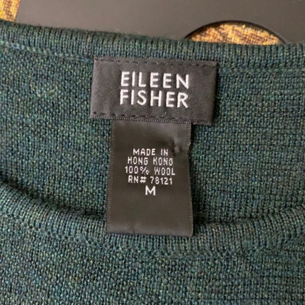 Eileen Fisher Dark Teal Wool Crewneck Sweater